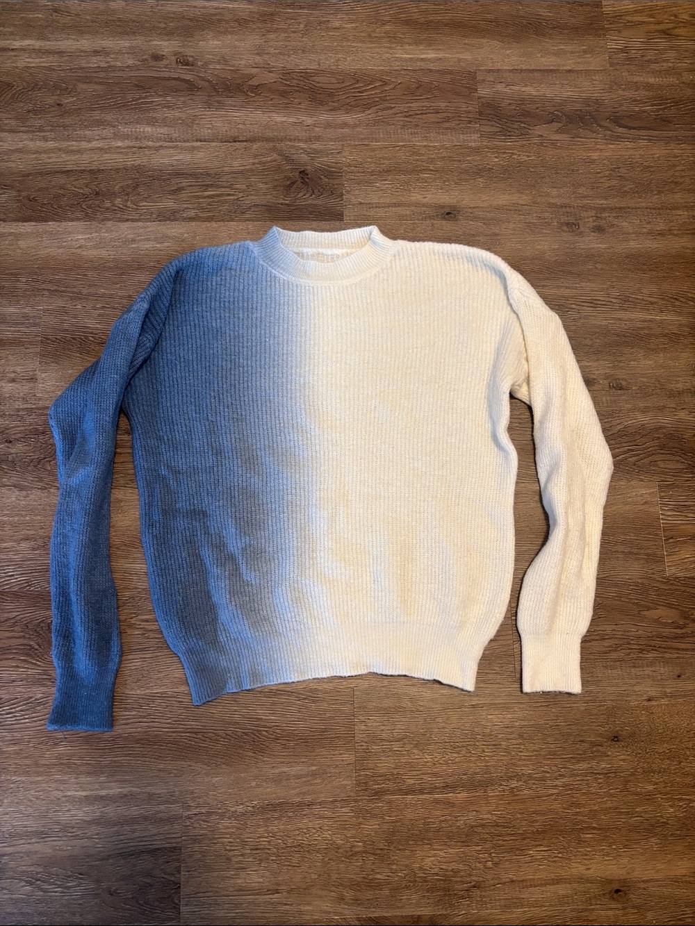 women’s blue and white sweater